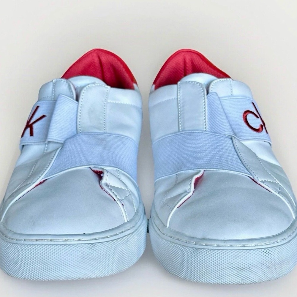 Calvin Klein White and Red Slip-On Loafers Men 9 Women 7 - Picture 2 of 12